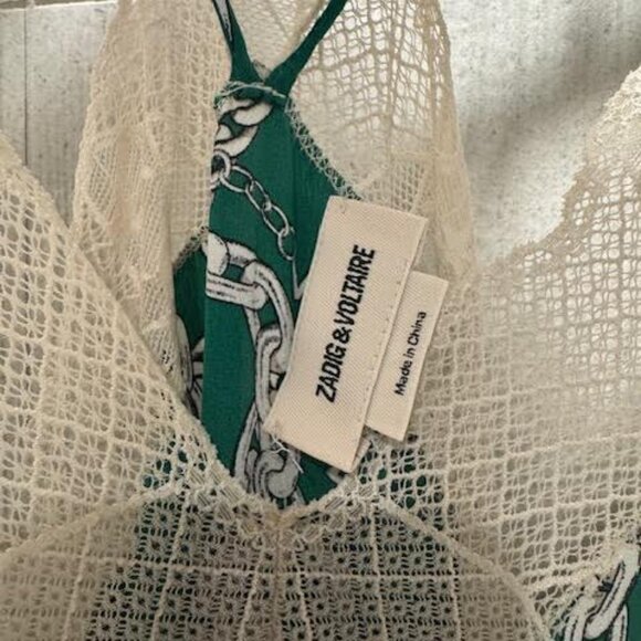 Zadig & Voltaire Risty Green chain 100% Silk Racerback Midi Slip Dress, size Sm - Picture 11 of 11